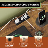 WLIVE Dresser for Bedroom, TV Stand for Bedroom for 55 inch TV with Charging Station and LED Lights, Fabric Chest of Drawers with Open Shelves, 8 Drawers Dressers for Living Room, Closet WLIVE