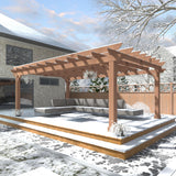 MUPATER 12x16 FT Retratable Wooden Pergola Gazebo for Patio with Arched Roof and Stakes, Outdoor Pergola Garden Shelter Cedar Framed for Backyard,Deck,Garden MUPATER