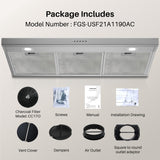 FIREGAS Range Hood 36 Inch Under Cabinet, Ducted/Ductless Convertible Kitchen Hood with 3 Speed Exhaust Fan, 300 CFM, LED Lights, Stainless Steel Vent Hood for Kitchen FIREGAS