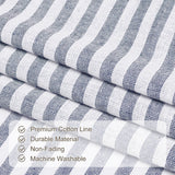 ASPMIZ Cotton Linen Farmhouse Curtains Boho Rustic Button Drapes, Linen Window Curtain Panels, Blue Stripe Country Curtain for Living Room, Modern Back Tab Blackout Curtains 52 x 84 Inch, 2 Panels ASPMIZ