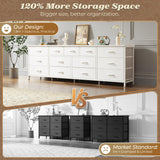Huuger 70 Inch White Dresser for Bedroom, TV Stand for 65, 75, 80 Inch TV, 13 Fabric Drawer Long Dresser, Wide Chest of Drawer, Storage Units for Bedroom Huuger