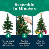 Prextex 23 Inch Tabletop Mini Christmas Tree Set with Warm-White LED Lights, Star Topper, Gift Boxes and Ornaments - Small Christmas Tree for Desk or Table - Easy Setup Christmas Decorations PREXTEX