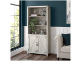 Cottage Grove 5-Shelf Tall Bookcase with Doors in Cottage White Bush Business Furniture