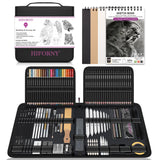 HIFORNY 126 PCS Drawing Kit Sketching Pencil Set,Sketch Pencils Art Supplies with 3-Color Sketchbook,Graphite,Charcoal,Blending Tools,Drawing Pencils for Adults Artists in Zipper Case HIFORNY