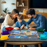 Becko US 2000 Piece Foldable Puzzle Board with 6 Colorful Trays & TPU Cover, Portable & Lightweight Puzzle Table, Puzzle Mat with Auxiliary Lines for Puzzle Storage, for 2000 1500 1000 Piece Puzzles Becko US