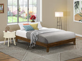 East West Furniture NVP-22-Q Queen Size Bed Frame with 4 Solid Wood Legs and 2 Extra Center Legs - Walnut Finish East West Furniture