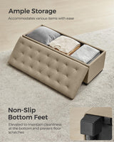 SONGMICS Storage Ottoman Bench, Foot Rest with Legs, 15.7 x 43.3 x 15.7 Inches, End of Bed Bench, Storage Chest, Load up to 660 lb, for Living Room, Bedroom, Entryway, Camel Brown ULSF088R01 SONGMICS