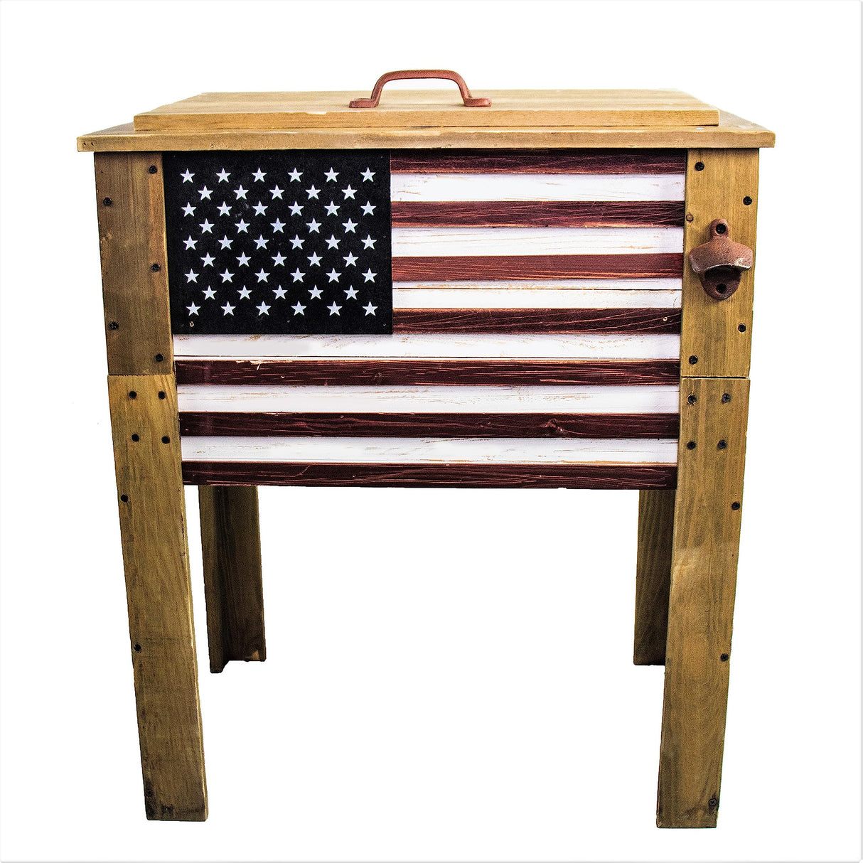 Wooden Patio Beverage Cooler for Porch, Deck or Patio - American Flag Design - 57 Qt - Backyard Expressions BACKYARD EXPRESSIONS PATIO · HOME · GARDEN