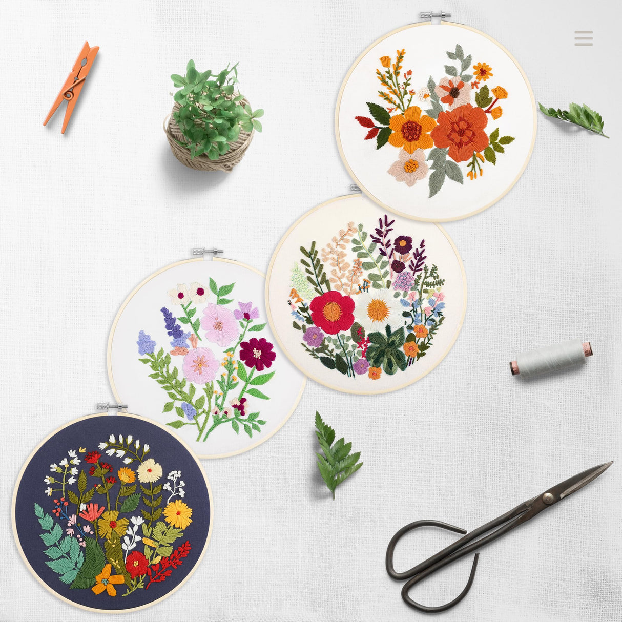 Bonroy 4 Sets Embroidery Kit for Beginners with Instructions,Cross Stitch Kits for Adults with Pattern,Needlepoint Kits for Adult Include Embroidery Cloth Hoops Needles Threads Bonroy