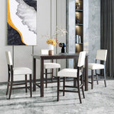Merax 5 Piece Dining Table Set for 4,Counter Height Kitchen Table Set with One Rectangle Table and 4 Cushioned Chairs for 4 Persons Dining Room Table Set for Small Place Merax