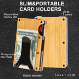 Custom Wooden Credit Card Holder with Money Clip and wooden box – Personalized Wallet Gift for Husband - Anniversary Gift for Him, Boyfriend Gifts, Minimalist Smart Wallet for Men (San Judas-Bamboo) OTGMPIREX