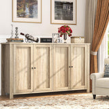 knoworld Buffet Cabinet with Storage Farmhouse Buffet Sideboard with 4 Doors, 55'' Large Kitchen Storage Cabinet Wood Coffee Bar Buffet Table for Kitchen, Dining Room, Entryway knoworld