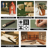 Hutsuls K.37 Wood Carving Kit for Beginners - Pre-Sized Basswood Carving Blocks & Sticks for 15 Projects, All-in-One Wood Whittling Kit for Beginners, Includes Wood Whittling Book for Beginners Kids Hutsuls