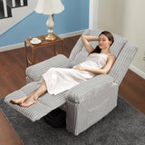 Garvee Corduroy Recliner Chair, Manual Recliner Sofa with Handle, Pillow Top Arms, Thick Padding, Side Pocket, 330Lbs Capacity, Adjustable Recliner for Living Room, Bedroom, Home Theater, Gray Garvee