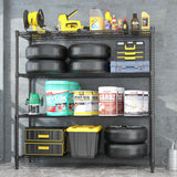 Homdox 60”W Storage Shelves, 4 Tier Heavy Duty Wire Shelving Unit with Wheels, 2400LBS Commercial Adjustable Metal Shelves for Storage, Garage Rack Pantry Shelves Kitchen Shelving, 24"x60"x72", Black Homdox