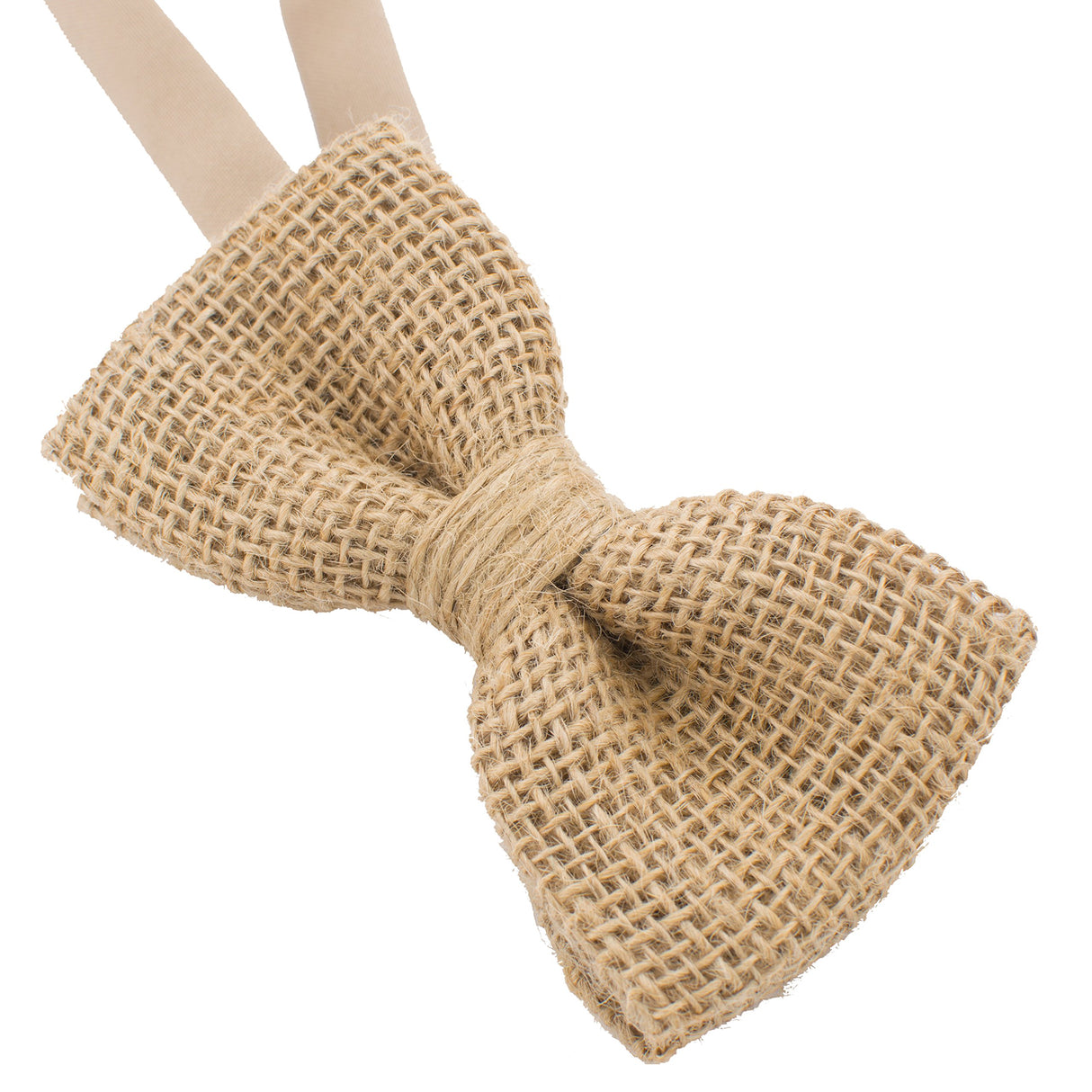 Bow Tie House Rustic Pre-Tied Bow Tie in 100% Burlap Hessian (Beige, Large) Bow Tie House