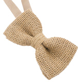 Bow Tie House Rustic Pre-Tied Bow Tie in 100% Burlap Hessian (Beige, Large) Bow Tie House
