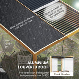 Outsunny 10' x 13' Louvered Pergola, Aluminum Outdoor Pergola with Adjustable Roof, Hardtop Gazebo for Patio, Deck, Garden, Yard, Beach, Black Roof and Natural Frame Outsunny