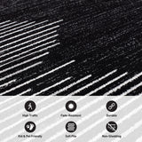 Rugshop Bohemian Stripe Stain Resistant High Traffic Living Room Kitchen Bedroom Dining Home Office Runner Rug 2'x7' Black Rugshop