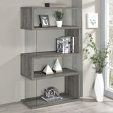 Coaster Home Furnishings Emelle 4-Shelf Bookcase with Glass Panels Grey Driftwood Coaster Home Furnishings