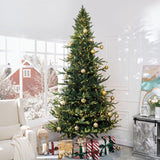 Naomi Home 9ft Nordic Christmas Tree with Lights, Realistic Charming Christmas Tree Prelit with 2106 Branch Tips, 1100 Warm Lights and Metal Stand, Aritificial Christmas Tree Naomi Home
