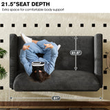 kakuboohi 51" Loveseat Sleeper Sofa Bed, Chenille Convertible Floor Sofa Bed for Small Spaces, Folding Couch Bed with Deep Seat, 2 Pillows & Solid Frame, Pull Out Floor Couch for Living Room, Black kakuboohi