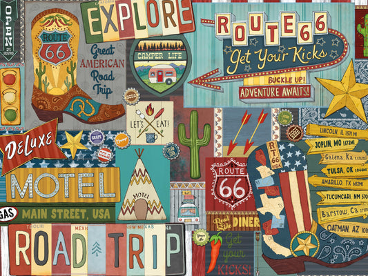 Ceaco - Land of The Free - Route 66 Road Trip - 500 Piece Jigsaw Puzzle