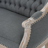 Christopher Knight Home Faye Traditional Fabric Tufted Upholstered Loveseat, Dark Gray, Antique Christopher Knight Home