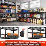 REIBII 55.2'' W x 78.2'' H x 26'' D, 5-Tier Metal Garage Shelving Units, 3000LBS Capacity, Adjustable Heavy Duty Shelves, 2 Pack REIBII