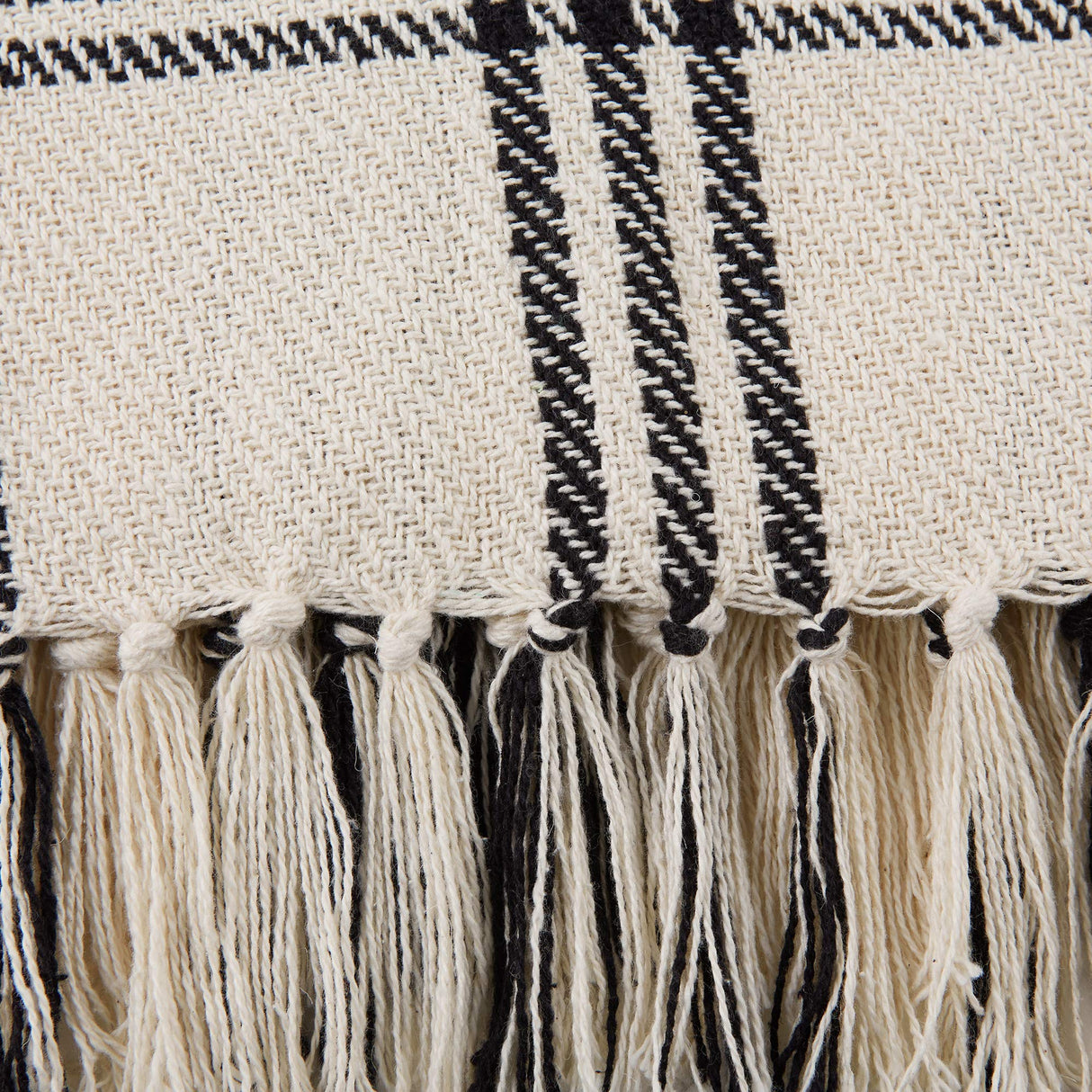 DII Modern Farmhouse Plaid Collection Cotton Fringe Throw Blanket, 50x60, White/Black DII
