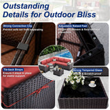 ASJMR 9 Pieces Patio Furniture Set with 2 Swivel Chairs Patio Furniture Outdoor Sectional Sofas Outdoor Patio Conversation Set - Red ASJMR