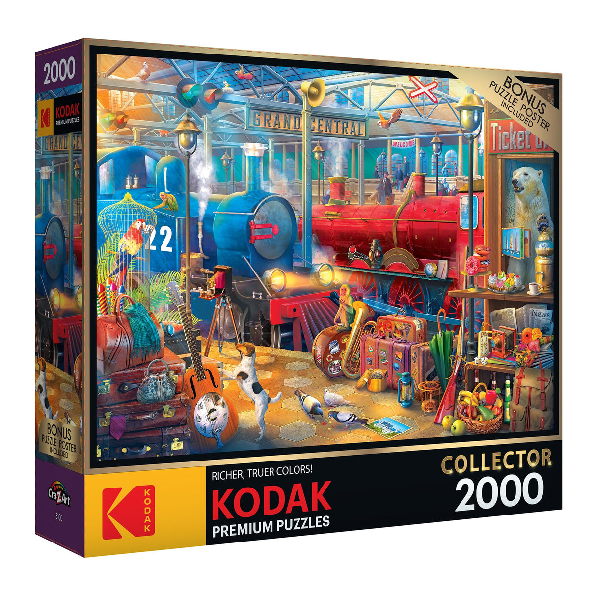 RoseArt - Kodak Collector - Train Station - 2000 Piece Jigsaw Puzzle for Adults RoseArt