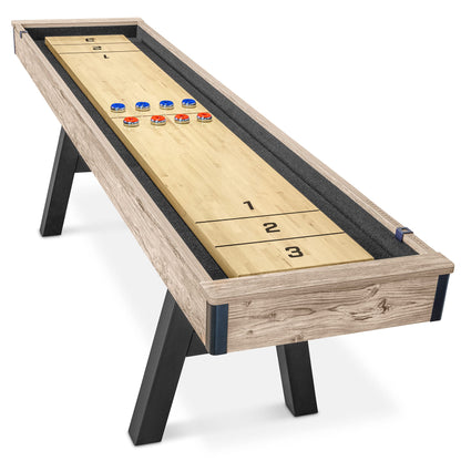 GoSports Premium 9 ft Shuffleboard Table with 8 Pucks, Shuffleboard Wax, and Brush - WoodArtSupply