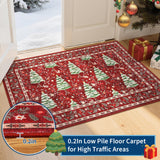 GarveeHome Red Christmas Doormat 2x3 Rug Non-Slip Washable for Entryway Indoor Small Kitchen Rugs Soft Bathroom Rugs Christmas Tree Animals Print Holiday Decor Low-Pile Door Mat GarveeHome