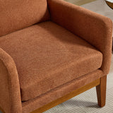 Setawix Fabric Accent Arm Chair,Solid Wood Upholstered Wingback Armchair,Armed Side Chair with Highback,Mid Century Modern Single Sofa Chair for Living Room,Bedroom,Office (Dark Orange, 1PC) Setawix