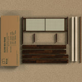 Bme Oliver King Bed Frame and Headboard - 15-Inch Signature Design with Rattan Headboard, Bohemian and Mid Century Style, 12-Slat Wood Support, No Box Spring Needed - Easy Assembly, Walnut Bme