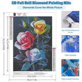 CEOVR Rose Diamond Art Kits for Adults, Flower 5D DIY Full Drill Diamond Painting Dots Gem Art, Adult Crafts Kits Arts and Crafts, Wall Decor for Home Office 12x16in CEOVR