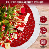 EverMerry Christmas Tree Skirt, Christmas Skirt Tree for 6ft Tree, 36 inches Thick Red Velvet with Sequin and White Plush Tree Skirts for Christmas Tree and Holiday Party Decorations EverMerry