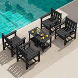 SERWALL 3 Pieces Patio Bistro Set, All Weather Adirondack Chair Set with Side Table, HDPE Material Outdoor Patio Furniture Set for Balcony, Porch, Garden, Backyard- Black SERWALL