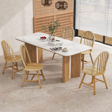 Safeplus 18" Oak Dining Chairs Set of 4, Wood Windsor Chair with Spindle Back for Country Farmhouse Kitchen Island Safeplus