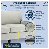Serta Palisades 78" Track Arm Sofa, Easy Care Polyester, Soft Pillow Back, Pocket Coil Seat Cushions, Removable Covers, Loveseat or Couch for Small Spaces, Living Rooms or Bedrooms, Pebble Gray Serta