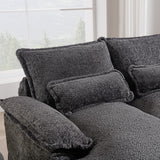 Suheww U Shaped Modular Sectional Sofa, 124.8" Cloud Couch for Living Room, Grey Fluffy Chenille Couch with Console Cupholders and USB Port Comfy Sofas for Apartment Studio Office Suheww