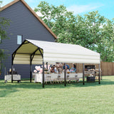 ADVANCE OUTDOOR Metal Roof Carports Kits 10x15 ft Heavy Duty Steel Car Canopy Hard Top Garage, White ADVANCE OUTDOOR