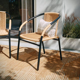 Flash Furniture Lila 2 Pack Beige Rattan Indoor-Outdoor Restaurant Stack Chair Flash Furniture