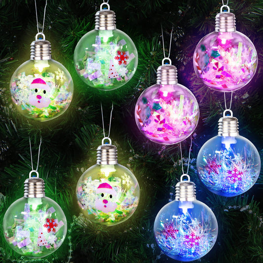 Joiedomi 8 Pcs 3.15'' LED Christmas Ball Ornament, Lighted Hanging Plastic Ball Ornaments for Christmas Tree, Light Up Colorful Christmas Ornaments for Holiday Decoration, Xmas Tree Ornaments