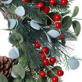 DIYFLORU 20 Inches Christmas Wreath Winter Wreaths Artificial Christmas Wreaths for Front Door Christmas Berry Wreath with Pine Needles Pine Cones Red Berries for Home Window Porch Winter Decorations DIYFLORU