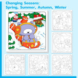 Cute & Cozy Coloring Book, 50 Sheets Warm Scenes with 600+ Stickers, Cute Animals- Themed Pages Stress Relief for Adults & Teens Relaxation, Comfy Day, Cozy Hygge Moment (8.3” x 8.3”) Gethelud