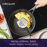 Circulon A1 Series with ScratchDefense Technology Nonstick Induction, Frying Pans/Skillets with Lids, Metal Utensil Safe, Skillet Set w/Lid (8.5", 10" & 12") - Graphite Circulon