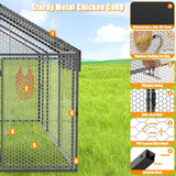 Large Metal Chicken Coop 120"×40"×40" Heavy Duty Chicken Run Hen House with Waterproof Anti-UV Cover for Outdoor Chicken Pens with Chicken Swing LEADONELNTL