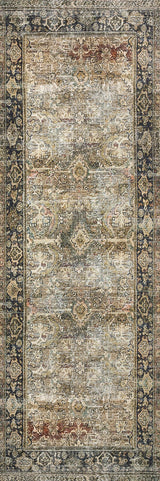 Loloi Layla Collection LAY-03 Olive/Charcoal 7'-6" x 9'-6" .13" Thick Area Rug, Soft, Durable, Vintage Inspired, Distressed, Low Pile, Non-Shedding, Easy Clean, Printed, Living Room Rug Loloi